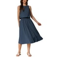 thumbnail image 2 of INSPIRE CHIC Women's Summer 2 Piece Skirt Set Casual Cotton Sleeveless Tank Top Midi Skirt S Dark Blue, 2 of 6