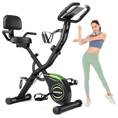 Folding Exercise Bike, 4 in 1 Stationary Bike for Home Workout with 16-Level Adjustable Resistance, Indoor Cycling Bike with 330LB Capacity, Magnetic Workout Bike with Comfortable Seat Cushion…