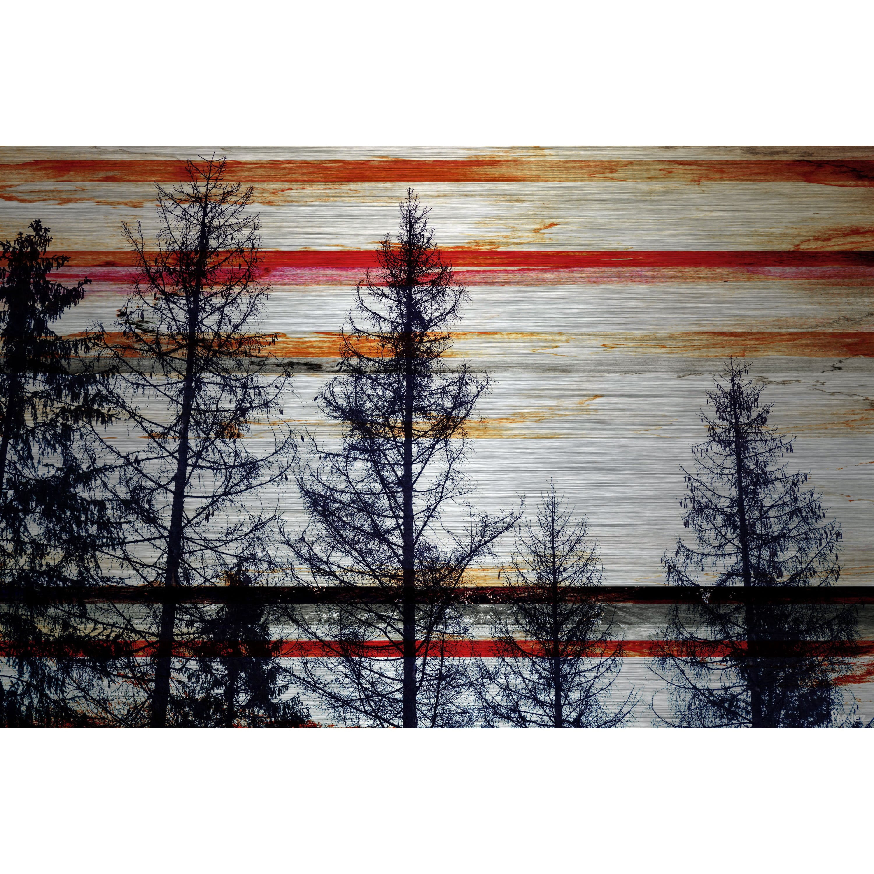 "Red Striped Sky" Painting Print on Brushed Aluminum