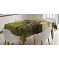 thumbnail image 1 of Ambesonne Wagon Wheel Tablecloth Rectangular Table Cover, Old Carriages, 60"x84", Green Brown Pale Blue, 1 of 3