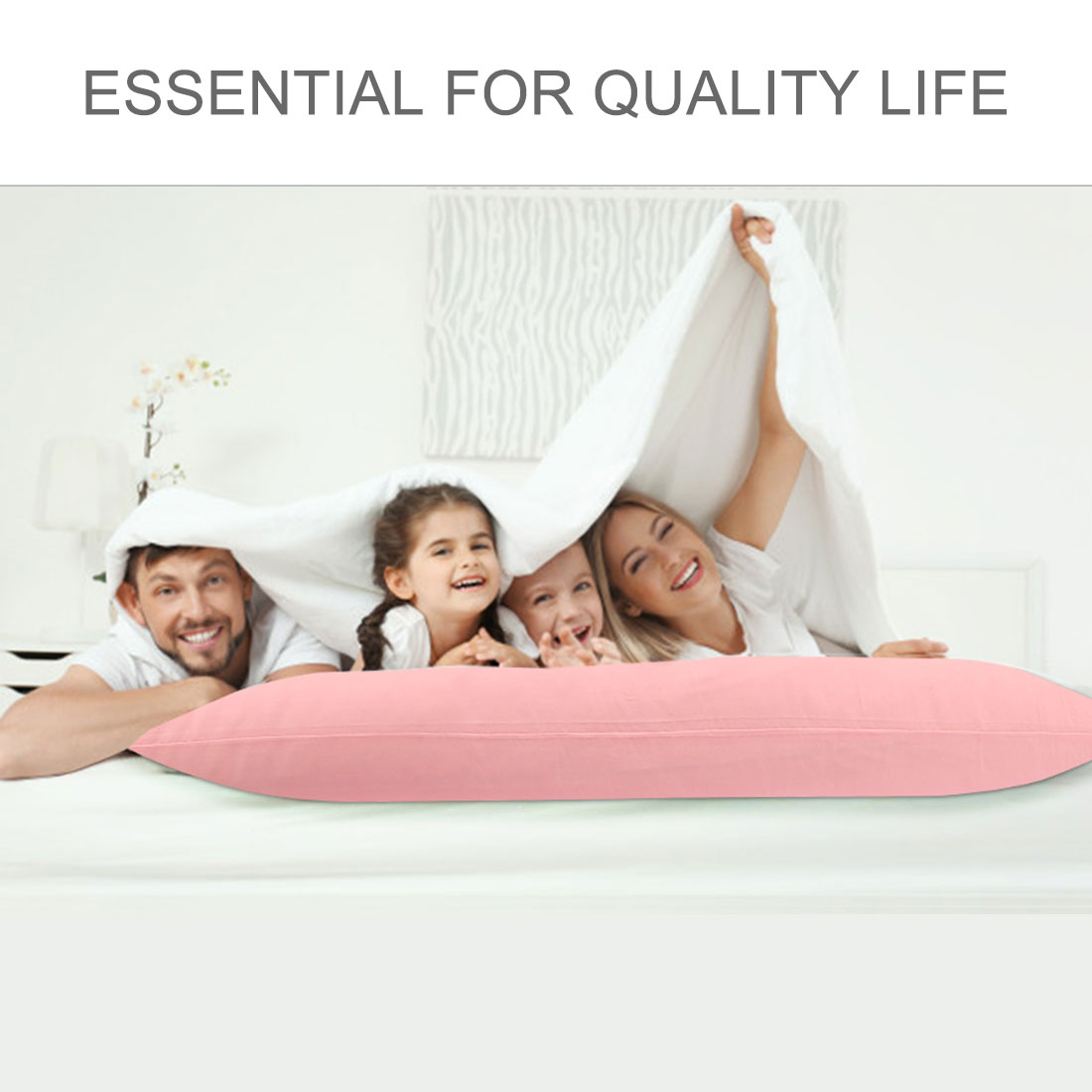 Unique Bargains Pillowcases 2 Pack 100% Cotton Body Pillow Covers Pink 20" x 72"