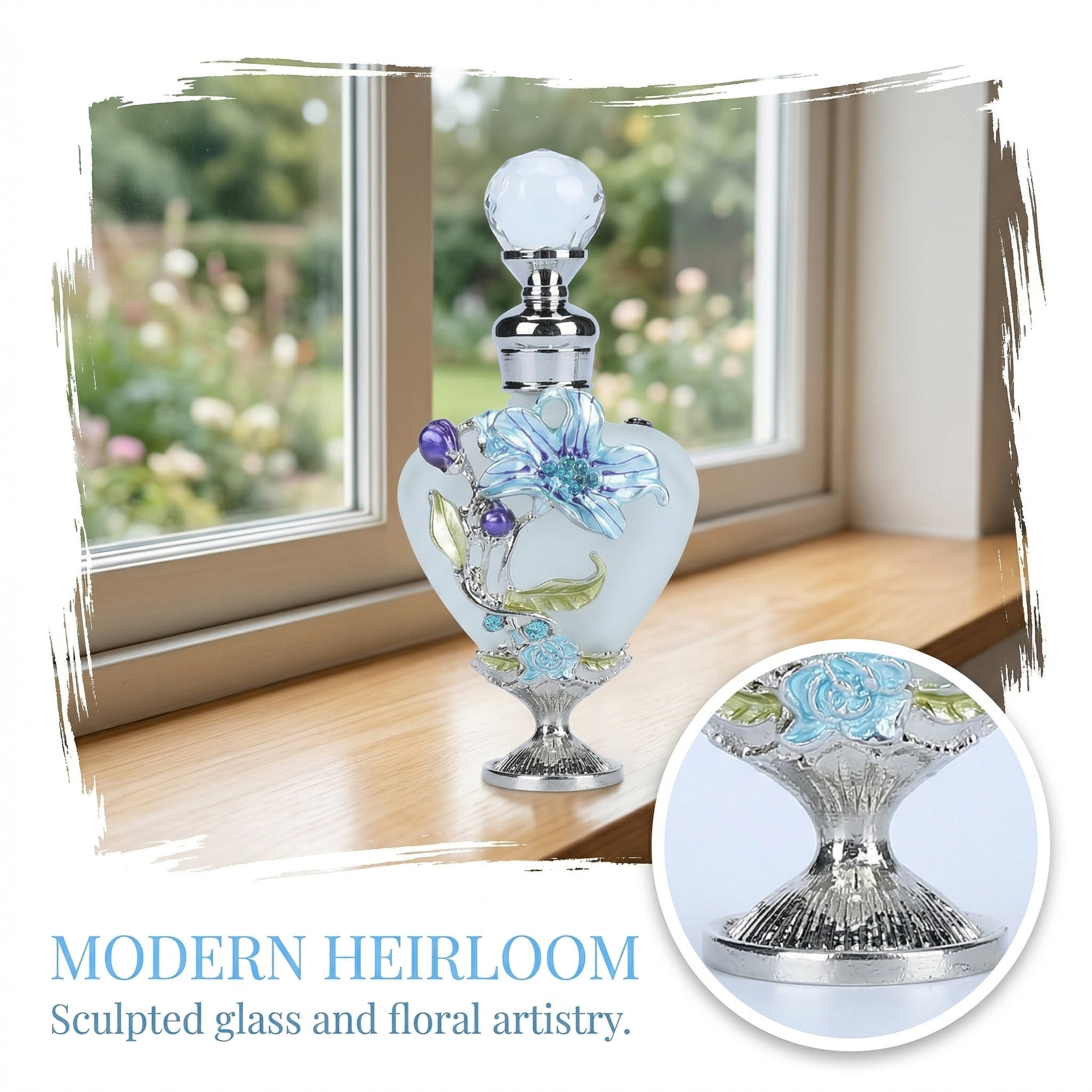 Unique Bargains Mini Heart Shaped Glass Bottles with Swing Top Blue 2.6" x 2.6" x 4.3"