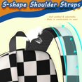 thumbnail image 5 of Black and White Checkered Pattern 17" School Backpacks for Teens,Waterproof Oxford Fabric,S-Shape Padded Straps for School,Travel,Hiking,Camping, 5 of 6