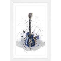 Marmont Hill "Guitare Bleue Sans Texte" by Marie-Eve Pharand Framed Painting Print