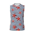 thumbnail image 6 of Lsque Starfish Navy Blue Stripe Print Men's Cotton Blend Sleeveless Muscle Shirts (S-3XL)- Moisture Wicking, Odor Protection, UPF 30+,3X-Large, 6 of 8