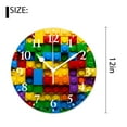 thumbnail image 2 of 12 Inch Wall Clock Battery Operated Silent Clock Decorative for Office, Kitchen, Outdoor, Living Room，Colorful Plastic Construction Block Building Blocks Print, 2 of 4