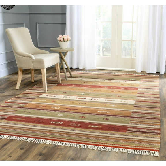 SAFAVIEH Kilim Kazi Southwestern Wool Area Rug, Burgundy/Multi, 8' x 10'