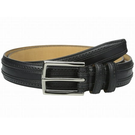 - Cole Haan NEW Black Feather Edge Stitched Strap Size 42 Leather Belt