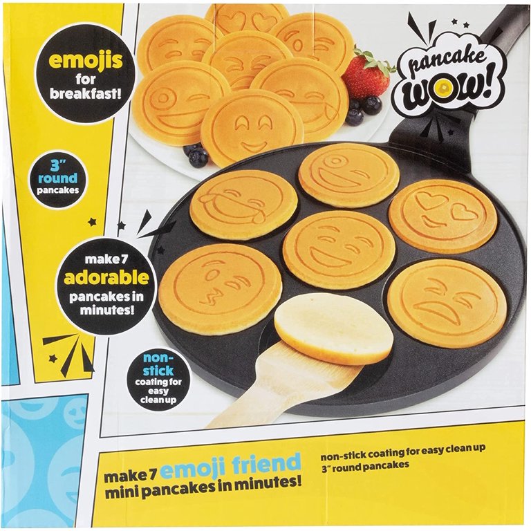 Bobikuke Pancake Pans for Kids,Pancake Shapes Pan,Mini Pancakes Maker Nonstick Pancake Griddle 7 Hole Smiley Face Pancake Mold for Breakfast,10 inch