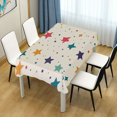 

54x72 Inch Tablecloth Polyester Square Tablecloth for Home Kitchen Dinner Decor Stars and Dots