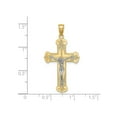 thumbnail image 4 of 14k Yellow Real Gold Crucifix Cross Pendant for Men and Women with Dual Tone Design Fleur de Lis Ends Christian Religious Faith Necklace Charm Jewelry, 4 of 6