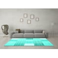 thumbnail image 3 of Ahgly Company Machine Washable Indoor Round Abstract Turquoise Blue Contemporary Area Rugs, 5' Round, 3 of 4