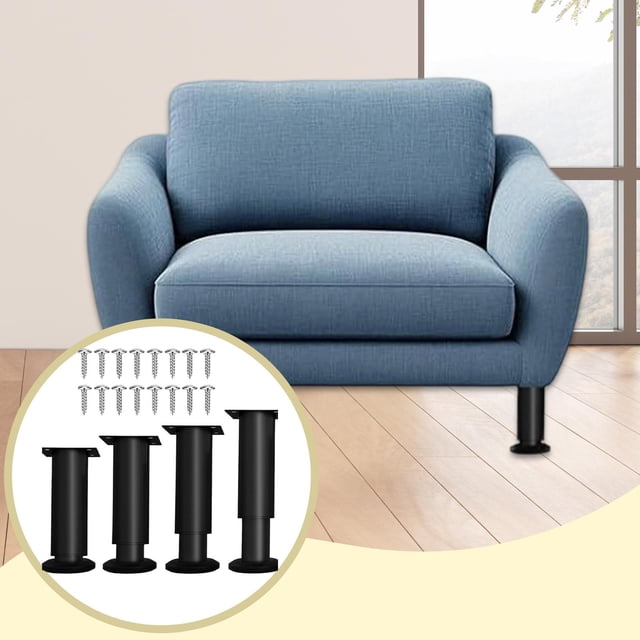 4 piezas de patas para muebles, accesorios resistentes de acero, patas de gabinete resistentes y versátiles, color negro, para cama, sofá, tocador,