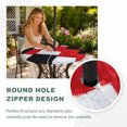 thumbnail image 4 of Round Outdoor Tablecloth with Umbrella Hole and Zipper, Modern Patchwork Texture Tablecloth with Elastic Waterproof, Abstract Blocks Geometric Red Black Patio Table Covers for 55" - 60" Pool Tables, 4 of 9