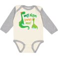thumbnail image 3 of Inktastic My Nan Loves Me Grandson Dinosaur Boys Long Sleeve Baby Bodysuit, 3 of 5