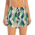 thumbnail image 3 of Uemuo Flamingo Pattern Women's Athletic Shorts High Waisted Running Shorts with Liner Pockets Gym Elastic Workout Shorts-XX-Large, 3 of 9