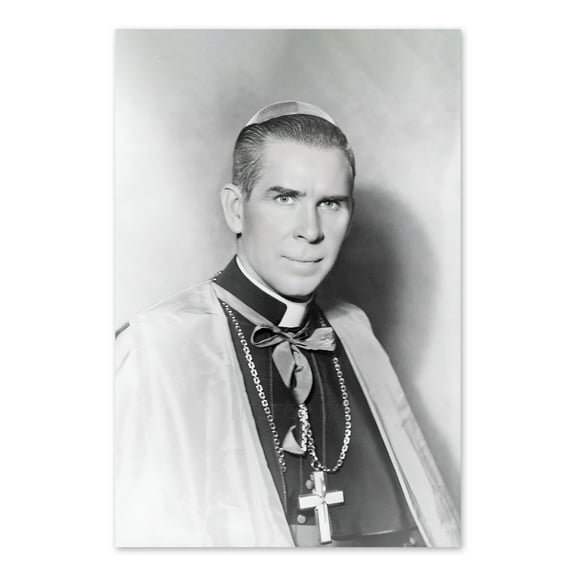 HISTORIX Vintage 1952 Bishop Fulton J Sheen Photo Print - Vintage Portrait Photo of Catholic Church Archbishop Fulton Sheen Wall Art Poster