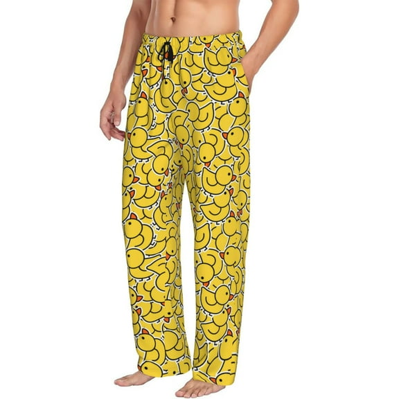 Picia Duck1 Mens Soft Woven Cotton Elastic Waistband Sleep Pajama Pant Lounge Sleep Pant With Pockets And Drawstring-Small