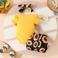 thumbnail image 5 of NOLDARES Baby Girls Clothes Summer Outfits Short Sleeve Saying Romper print Shorts(Yellow,0-3 Months), 5 of 9
