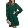 thumbnail image 2 of Vestido De Manga Larga Con Volantes, Puños Elásticos, Suave, Suelto, Con Cuello En V, Recto, Elegante, Para Fiestas ANGGREK Otros, 2 of 6