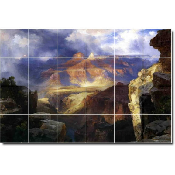 Ceramic Tile Mural-Thomas Moran Landscapes Painting 515. 48" w x 32" h using (24) 8 x 8 ceramic tiles