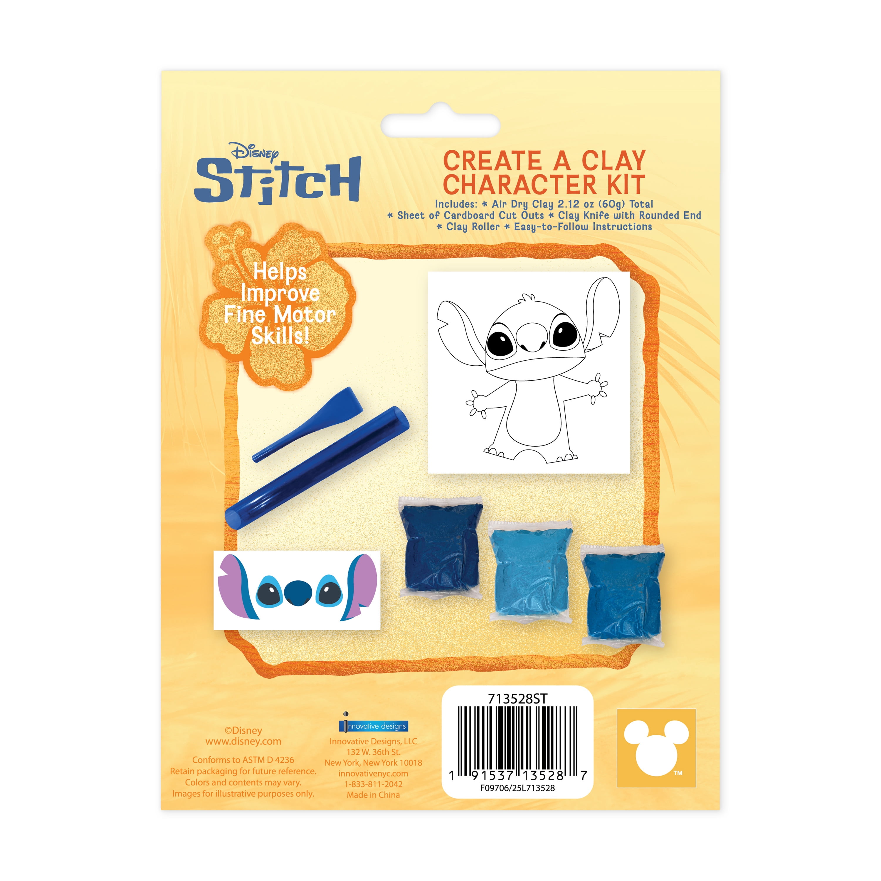 Disney Stitch Blue Create-a-Clay Character Kit, Air-Dry Modeling Clay Craft, Ages 6+