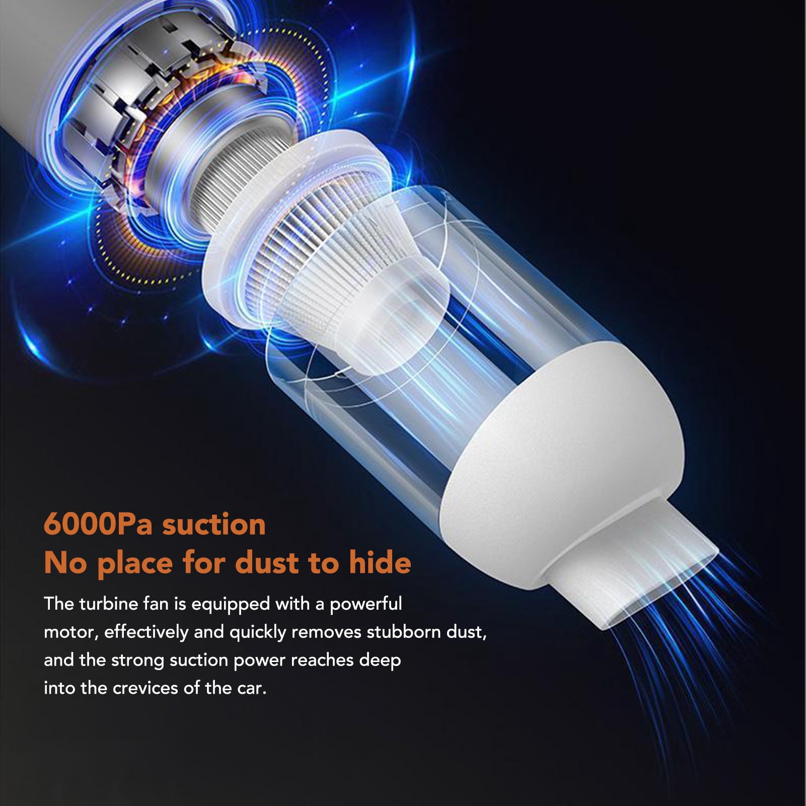 BIMZUC Handheld Car Vacuum Cleaner 6000Pa High Power Cordless Portable Vacuum Duster, White (10.6 inches / 27 cm)