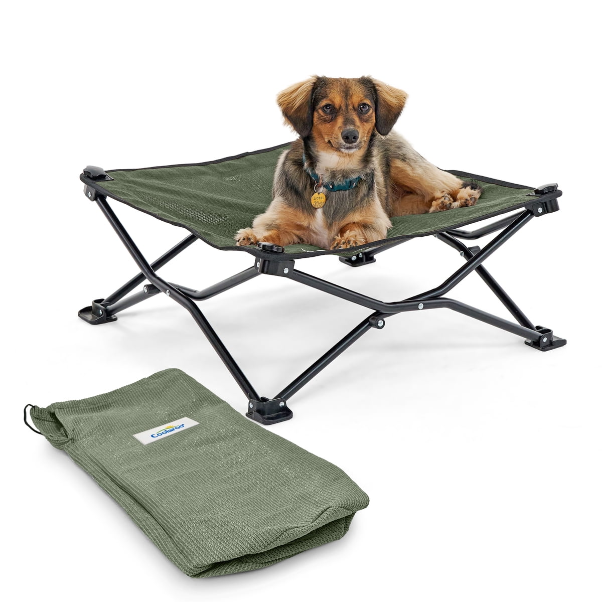 Coolaroo Elevated Pet Bed On-The-Go with HeatShield Cooling Fabric, Everglade Green, Small