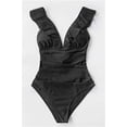 thumbnail image 5 of Women's V Neck One Piece Swimsuit Ruffled Lace Up Monokini, 5 of 5