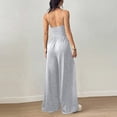thumbnail image 5 of Jumpsuits for Women Sleeveless Spaghetti Strap Womens Jumpsuit One Piece Wide Leg Summer Romper With Pockets Light Gray 2XL, 5 of 5