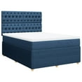 Box spring bed with mattress blue 140x190 cm fabric