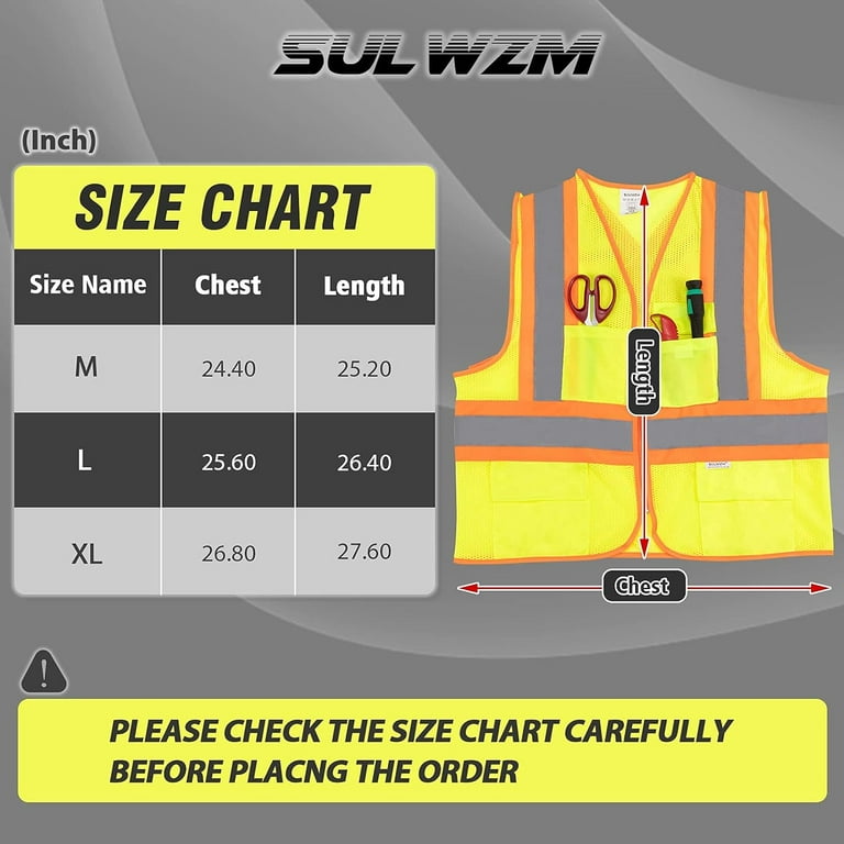 SULWZM High Visibility Safety Vest, Reflective Back Cross Strips for Men  and Women (Yellow/Large)