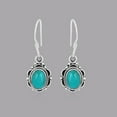 thumbnail image 4 of Natural Turquoise Oval Gemstone Handmade 925 Sterling Silver Dangle Earrings | Vibrant Blue Jewelry, 4 of 6
