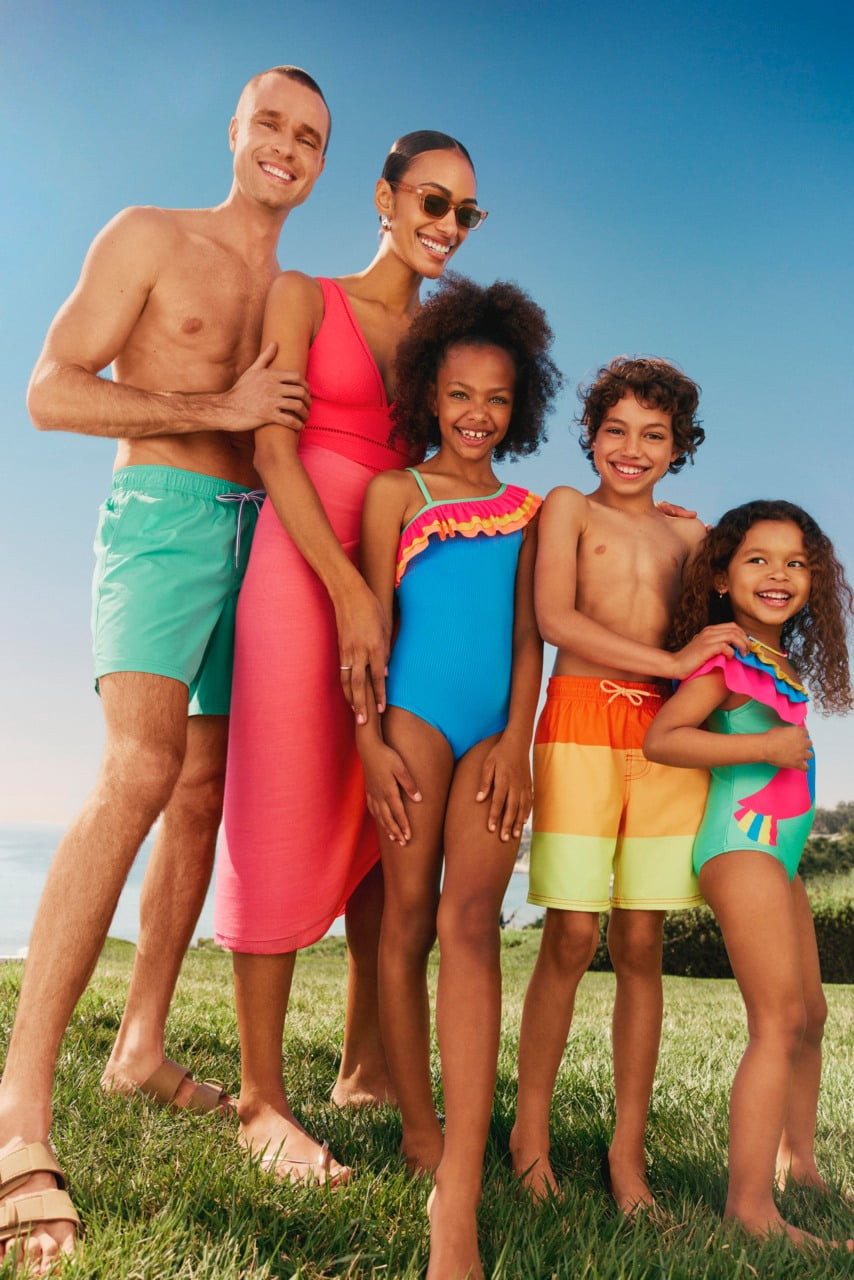 Wonder Nation Girls Ribbed One Shoulder Ruffle One Piece Swimsuit with UPF 50+, Sizes 4-18 & Plus