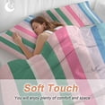 thumbnail image 4 of 3 Piece Pink Green Blue Stripe Duvet Cover Set Queen Size,Microfiber Comforter/Quilt Cover with Corner Ties and 2 Pillowcases,Farmhouse Stripes Contemporary All Season Bedding with Zipper Closure, 4 of 8