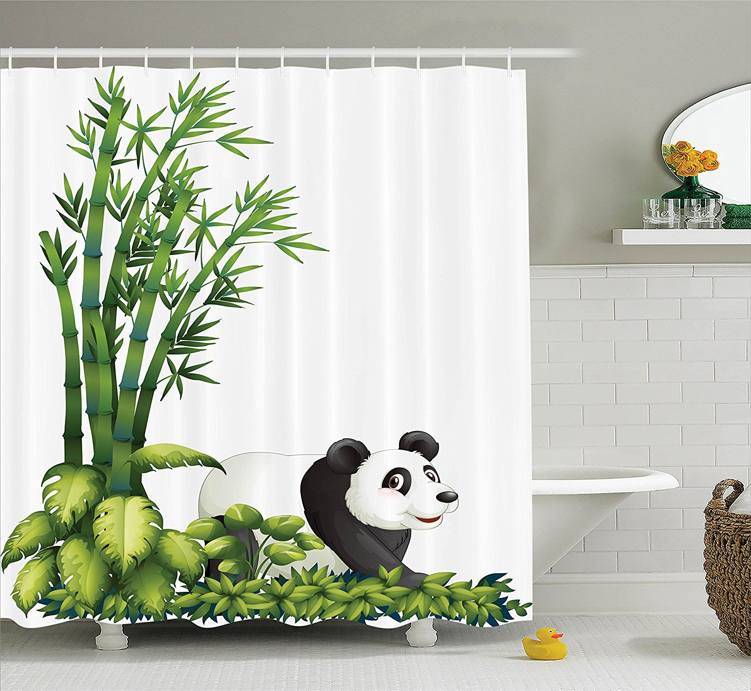Details about   Panda and butterfly Shower Curtain Bathroom Decor Fabric & 12hooks 71" 