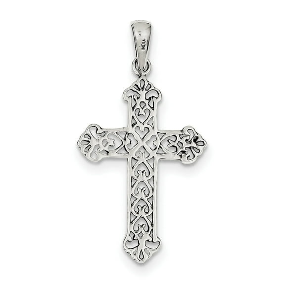 FJC Finejewelers Sterling Silver Antiqued Fleur De Lis Cross Pendant Necklace - Chain Included