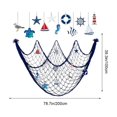 thumbnail image 3 of SLYNSHome Cotton Rope Nautical Fishing Net Wall Hanging,Dark Blue Photo Display Mesh With Ornaments, Coastal Style Woven Net For Bedroom Living Room Wall Photo Decor, 3 of 7