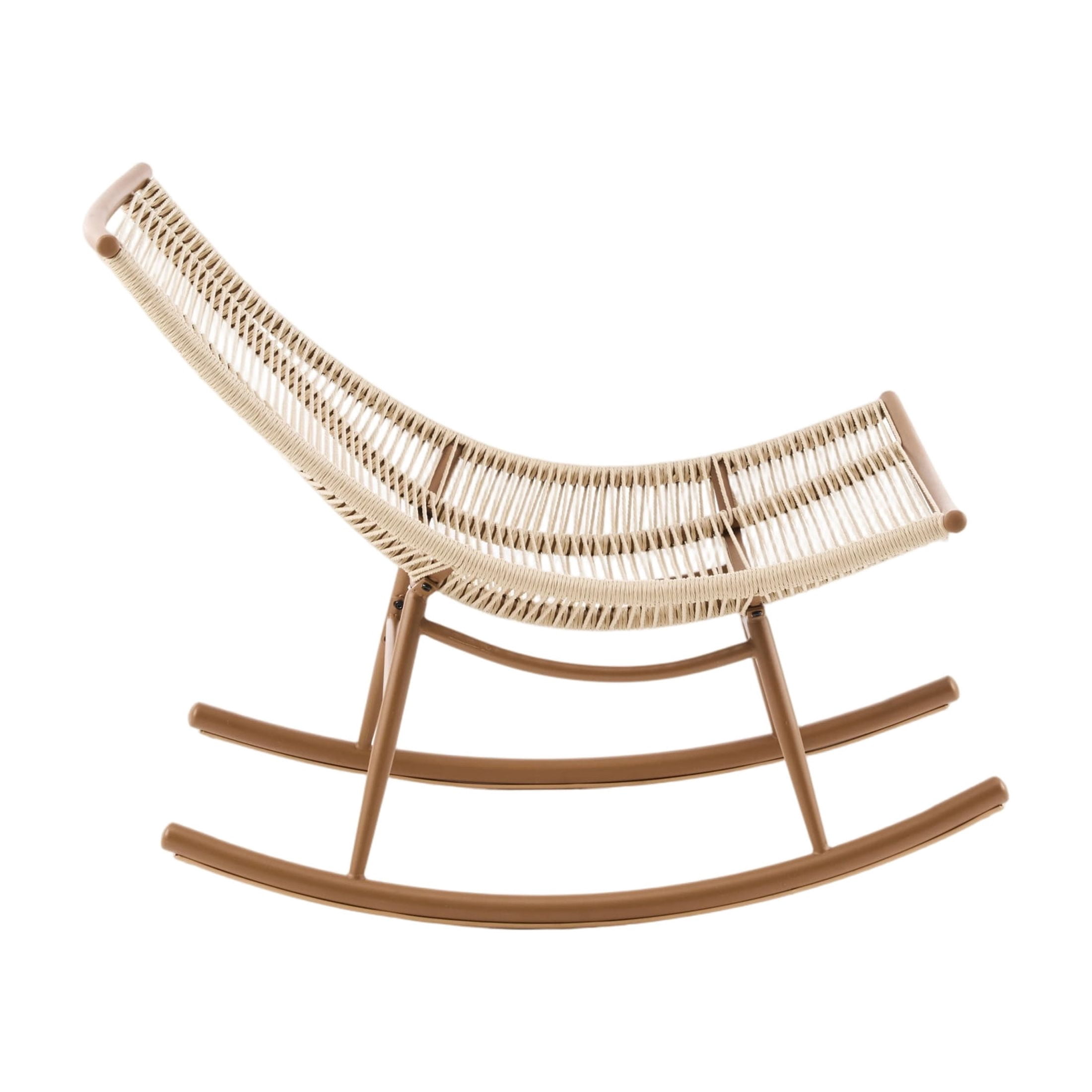 Christopher Knight Home Outdoor Rocking Chair Set of 2, Metal Frame with PE Rattan, Beige