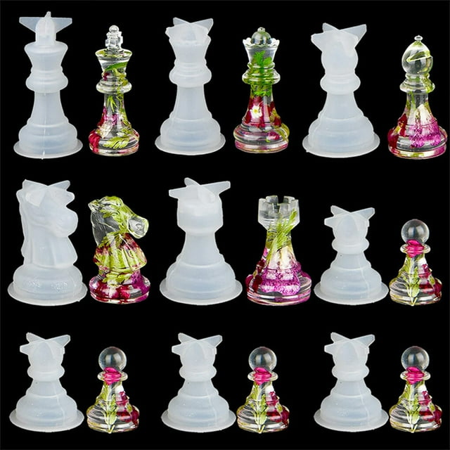 pitrice Échecs Moule DIY Antiadhésif Remplacement Résistant à la Chaleur Moderne Moule d'Échecs Résine Moderne Internationale Échecs Artisanat Fabrication Moule Accessoires Type 3