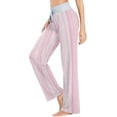 thumbnail image 3 of FREEAMG Women Pajama Pants Lounge Pants Long Stretch Comfy Sleepwear Stripe Pink, 3 of 7
