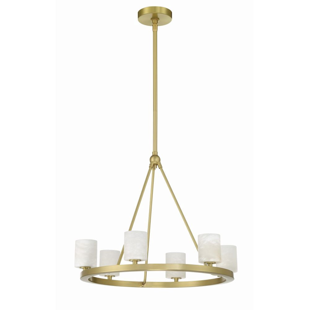 Crystorama Aragon 6 Light Soft Brass Chandelier - 22.75"W x 18"H x 24"D