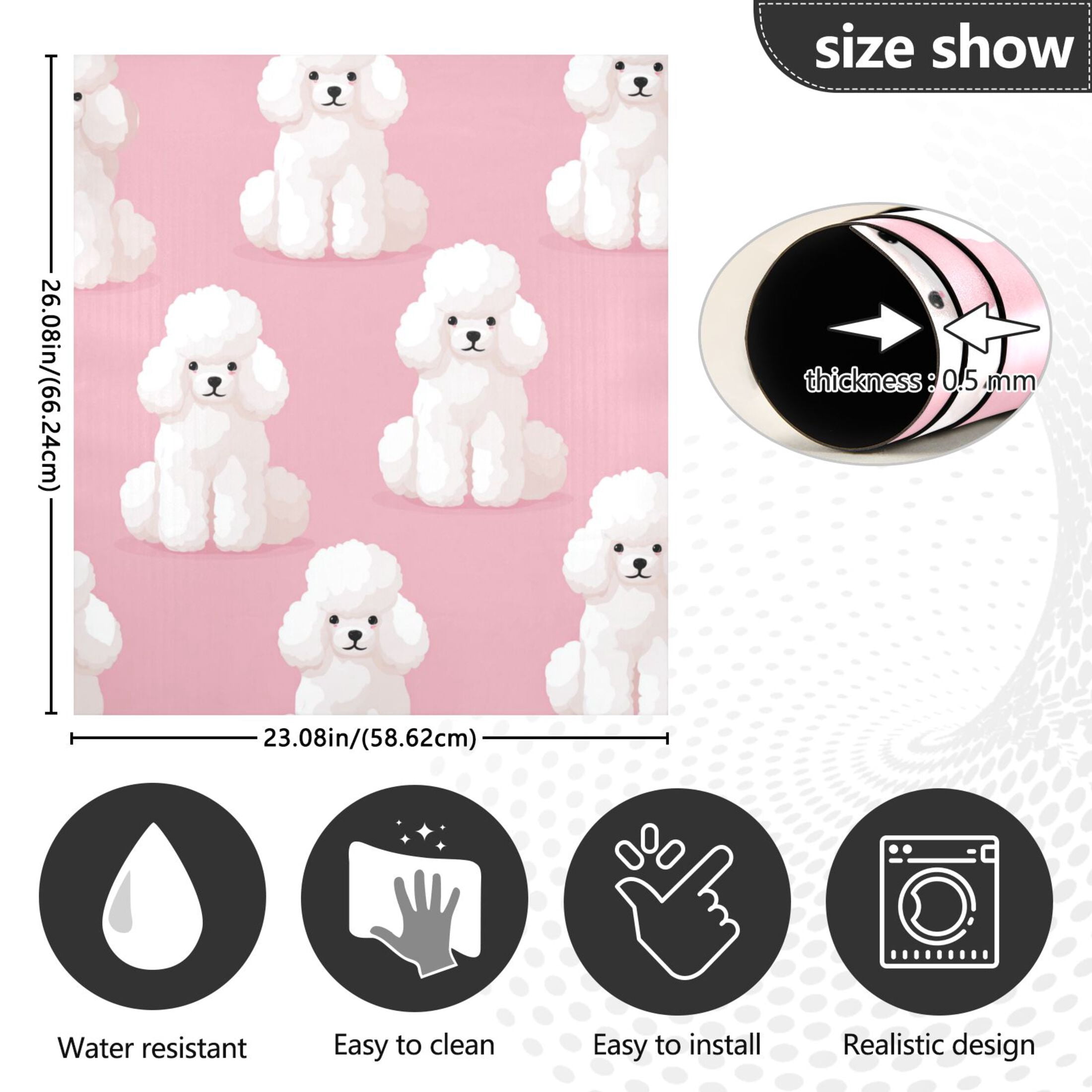 Dishwasher Magnetic Refrigerator Magnet Cover Sticker Home Decorative 23"x26" White Poodles
