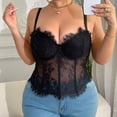 thumbnail image 6 of Staron Plus Size Corset Blouses for Women Shapewear Tank Top Camisoles Solid Color Lace Casual Sleeveless Fashion Home Wear, Black XXL, 6 of 7