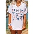 thumbnail image 3 of Women's White American Flag Bowknot Graphic Tee, 3 of 8