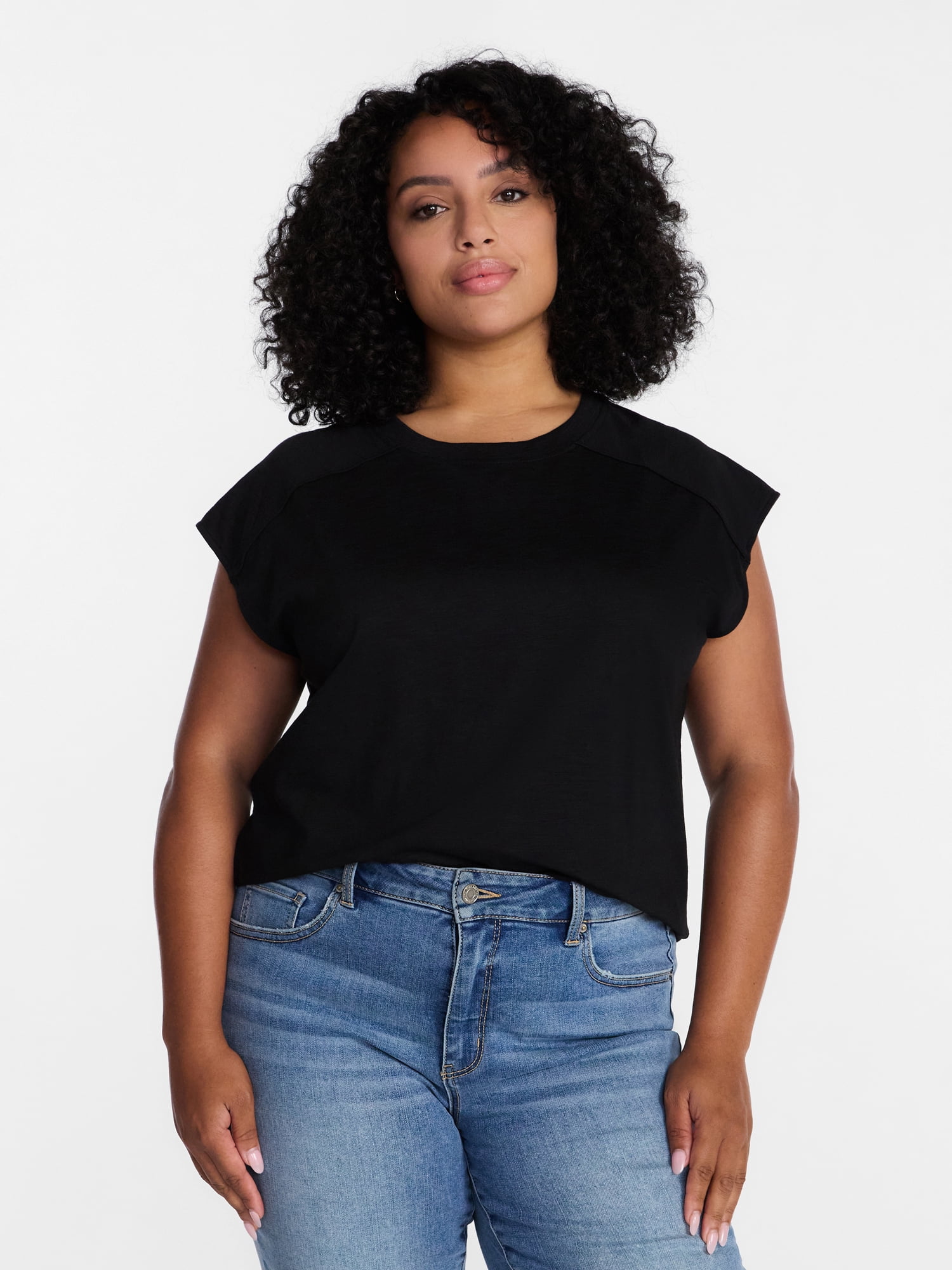 Time and Tru Women's Muscle Tank Top with Piped Trim, Sizes XS-XXXL