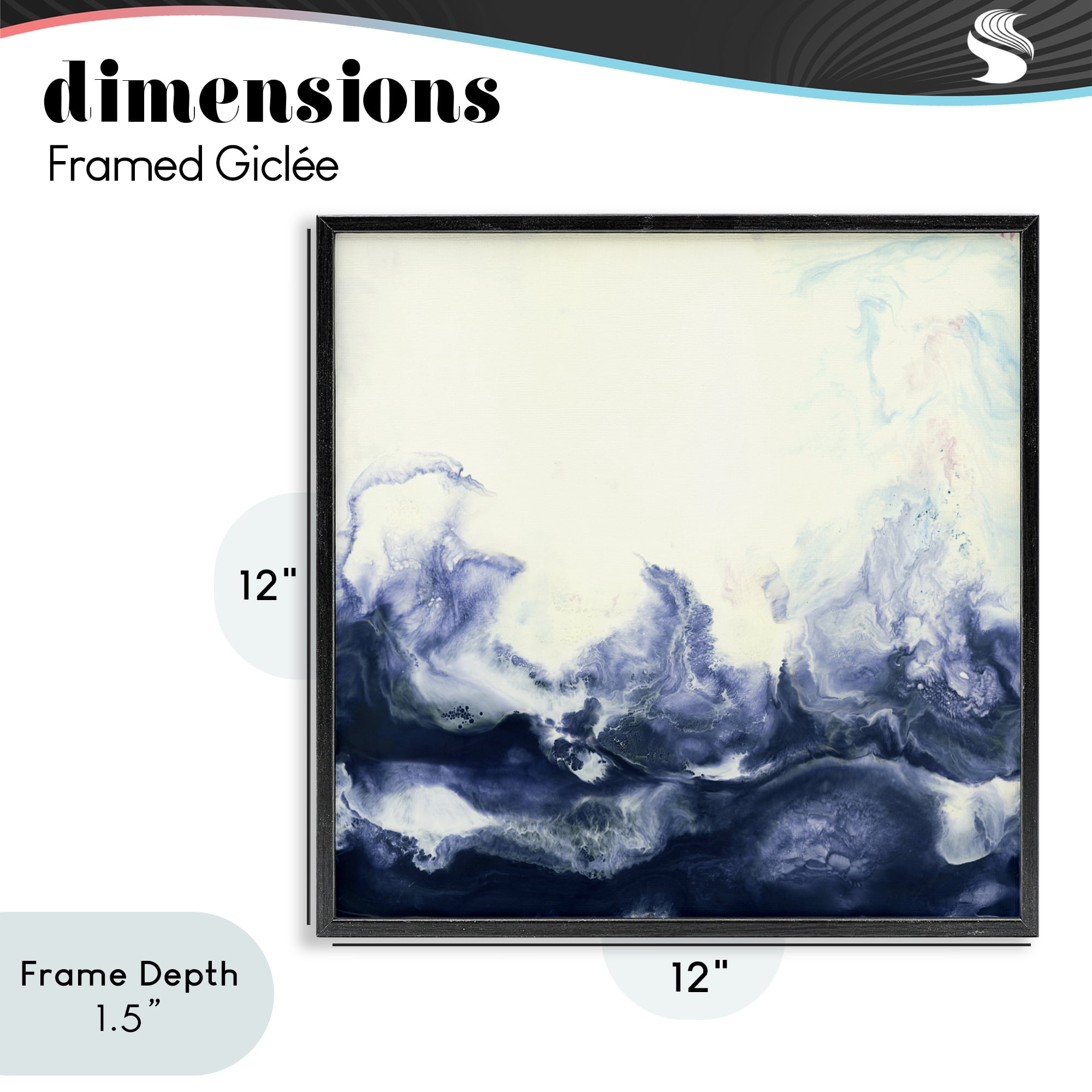 Stupell Industries Oceanic Fluid Swirl Black Framed Giclee Art, design by Laura Van Horne