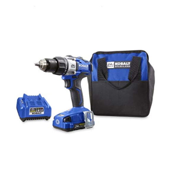 Taladro inalámbrico sin escobillas Kobalt 24 V con batería y estuche