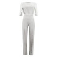 thumbnail image 5 of Women Casual Short Sleeve Sequin Spliting Romper Jumpsuit Long Straight Pants Women Pantsuit Womens Jumpsuit for Wedding Guest Eyelet Jumpsuit Wedding Attire for Women Guest Soft Overalls for Women, 5 of 7