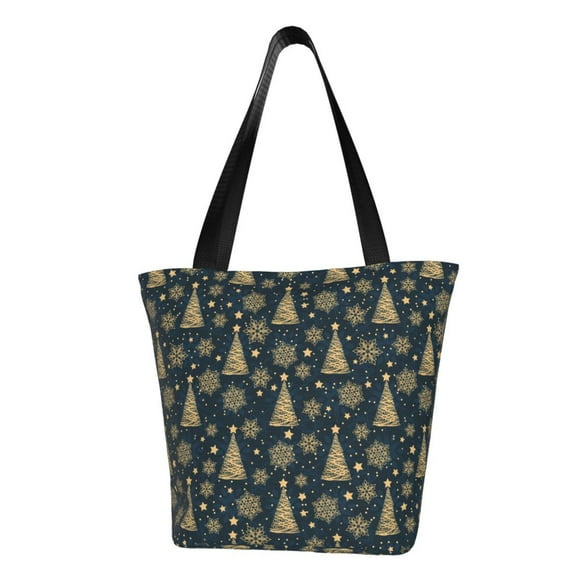 Easygdp Gold Snowflake Christmas Tree Bolso de Hombro para Mujer, Bolso Bandolera y Cartera de Mano Elegante para Uso Diario